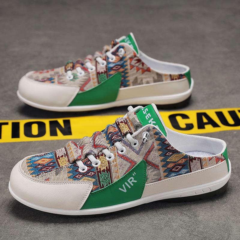 Summer Men Half Slippers Breathable Mens Casual Shoes Lightweight Slip On Man Loafers Fashion Walking Sneakers Lazy Canvas Shoes