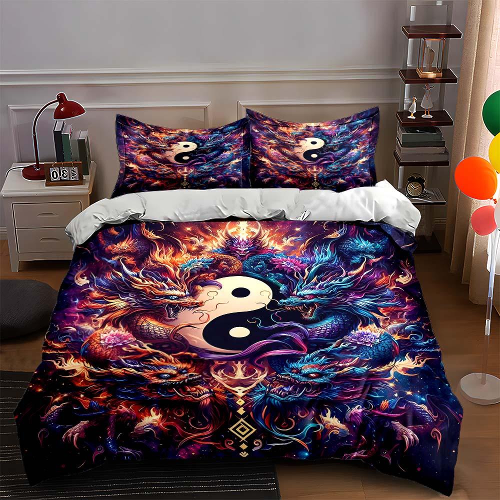 

Fiery dragon yin-yang Bedding Duvet cover sets Duvet covers Pillowcases gifts (1 * Duvet Cover 2 * Pillowcases, without duvet insert) 135x200cm