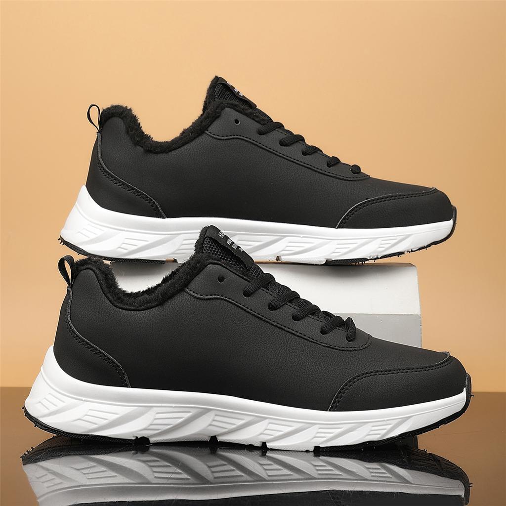 Microfiber leather shoes velvet warm sports shoes autumn and winter new leather waterproof daily casual running