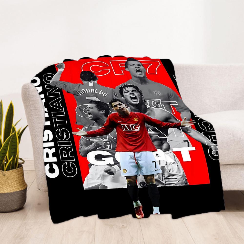 1pc Football Star Ronaldo Outdoor Blanket Lightweight Flannel, Soft & Warm, All-Season Use for Sofa, Outdoor, Camping, Living Room, Office082