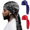 Trends Amoeba Print Men's Headscarf Breathable Lightweight Long Tail Pirate Cap Wave Print Imitation Silk Cycling Hat Outdoor