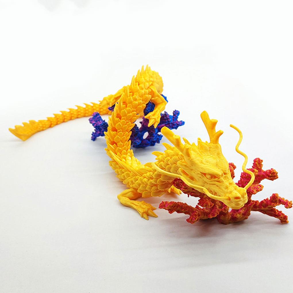 45/30cm 3D Printed Chinese Dragon Shenlong Crafts OrnamentsToy Joint Movable Dragon Model Home Office Decoration Decor Gifts