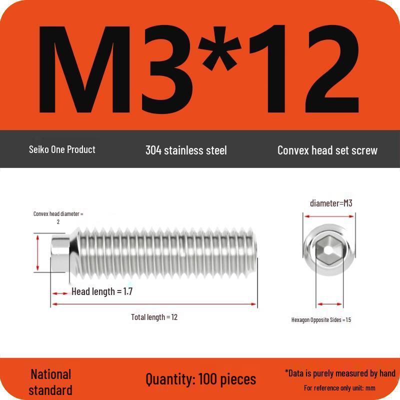 304 Stainless Steel Cup Point Grub Screw - Sizes M3 To M10