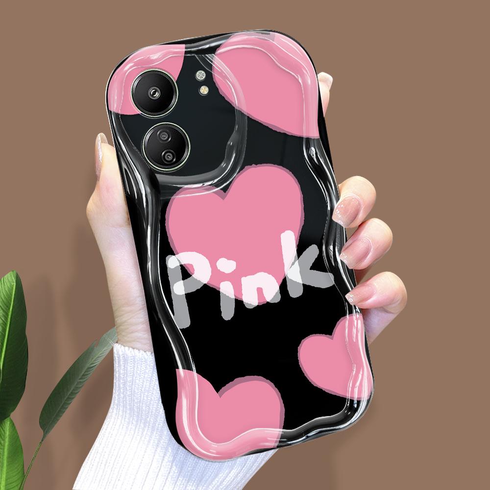 Carcasă cu textura cremă cu model de desene animate cu margine ondulată Husă din silicon moale pentru telefon pentru Xiaomi Redmi