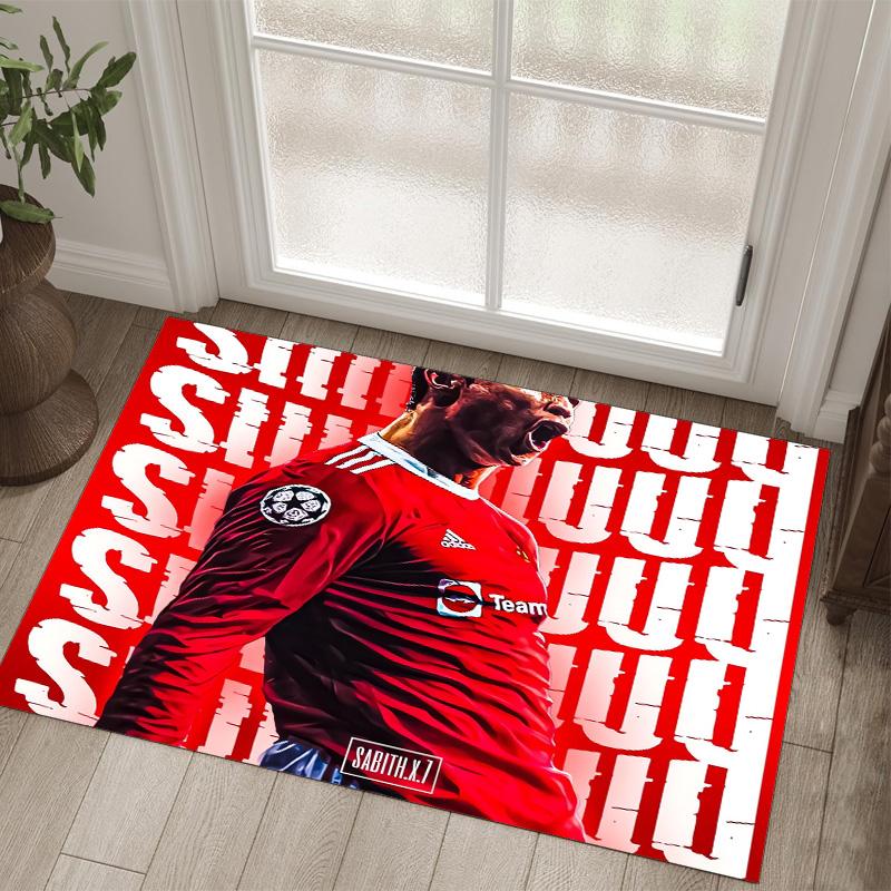 Tappeto in Cristallo Velluto Design Cristiano Ronaldo Accogliente Non?Tappeto Stampato Antiscivolo per Camera da Letto Soggiorno Ingresso