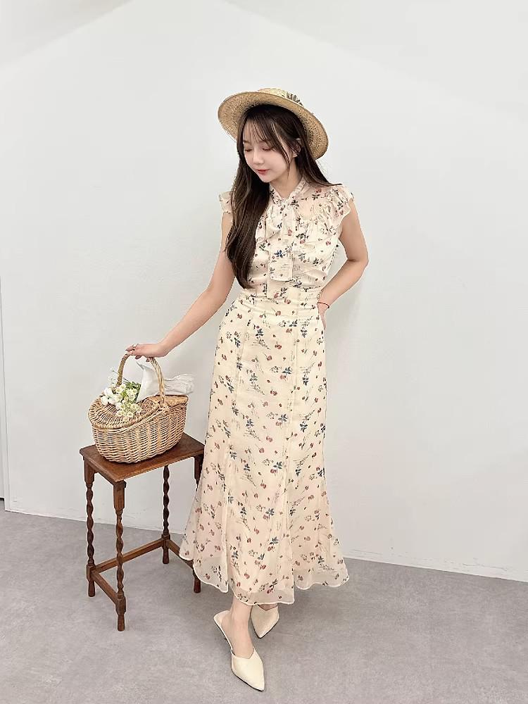 

Huilin 2026 Early Spring Japanese Ruffle Top & Mermaid Half Skirt Set for Women Small
