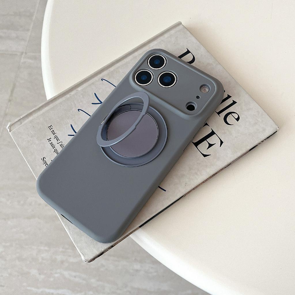 For iPhone 17 Pro Case 360 Rotating Kickstand Precision Cutout Liquid Silicone Phone Cover