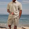 Summer Men's Casual Sportswear Polo Shirt With A Lapel Men's Short-sleeved Shirt And Shorts, Jacquard Texture Suit