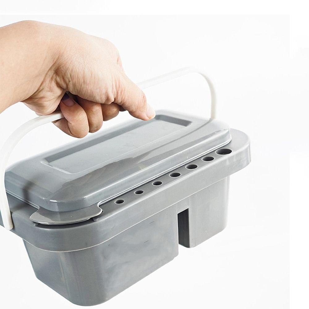 Multifunctional Paint Box Rectangular Blue Palette 3-in-1 Brush Washer Brush Bucket  Oil Painting