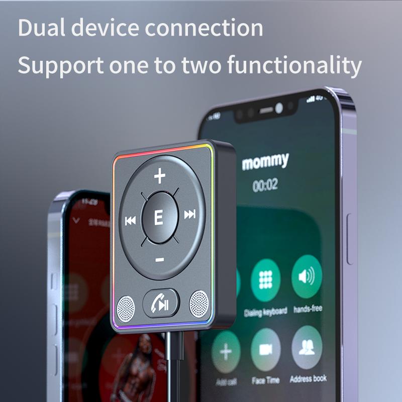 Car Adapter Bluetooth 5.4 Enhanced Dual Mics ENC Noise Cancellation 3.5mm AUX Adapter Bluetooth Wireless Receiver