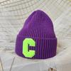 Korean Version Simple Large C Letter Wool Hat Autumn Hat Women New Age Reduction Warm Ear Protection Knit Hat Winter Student