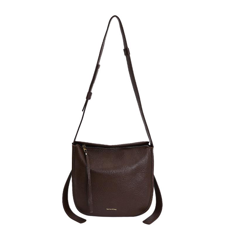 Niche Retro High-end Underarm Bag Women's 2025 New Simple Bucket Bag Maillard Style Shoulder Messenger Bag