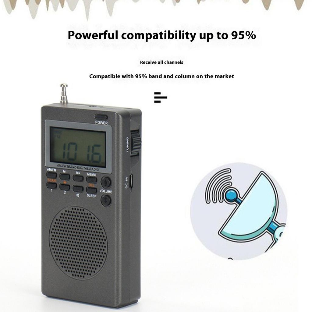 Digital Multiband Radios With NOAA Alerts Sleep Function Temperature Display 1000mAh Battery 3.5mm External Antennas Port