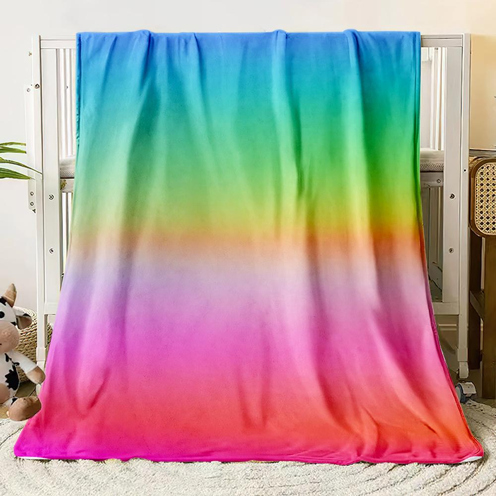 Flannel Blanket Dopamine Gradient Soft Warm Thin Bed Sheet Sofa Cover Artificial Fur Plaid Blanket