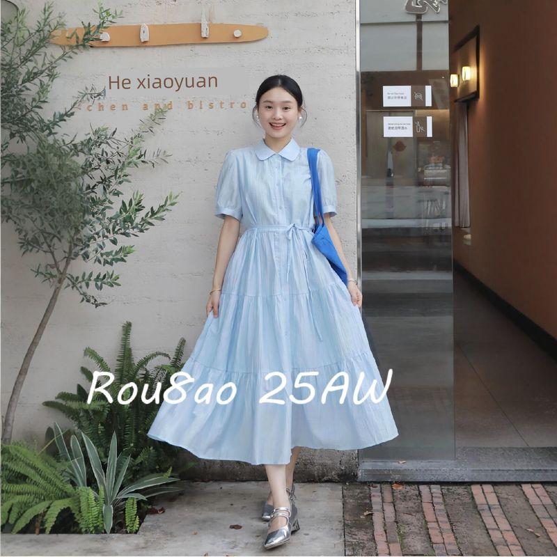 

Women s Clothing, Gentle and Elegant Blue Dress, 2026 Style, Long Dress for Curvy Women That Hides the Body Shape and Makes Them Look Slimmer Picture Color L