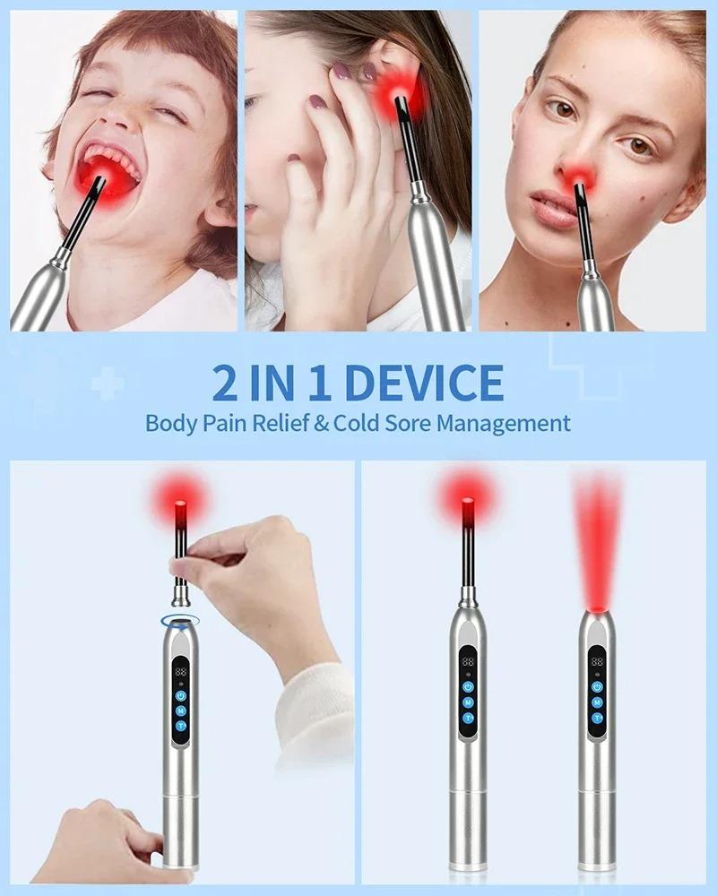 Red Light Therapy Cold Sore Device For Mouth Sores Treatment 660nm 850nm NearInfrared LED Light Therapy Machine Skin Care Wand