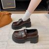 Thick-soled Heightening Small Leather Shoes Women's 2025 Autumn New British Style High-heeled Thick Heel Versatile Skirt Loafer Single Shoes