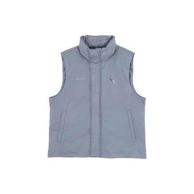 X Kōzanji FW23 Metallic Logo Zippered High Collar Vest Unisex Vests Gray 622608-92