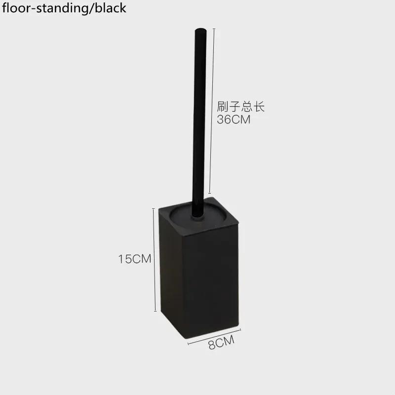 Stainless Steel Toilet Brush Holder Set Black Square Cleaning Tool Durable Vertical Toilet Brush Bathroom Cleaning Accessories