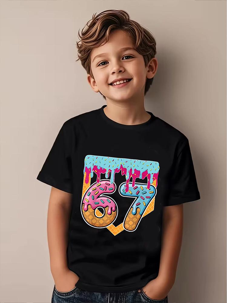 Kids Baseball Donut 67 Graphic TShirt Soft Cotton Sporty Fun Wear for Boys Girlsdf0119