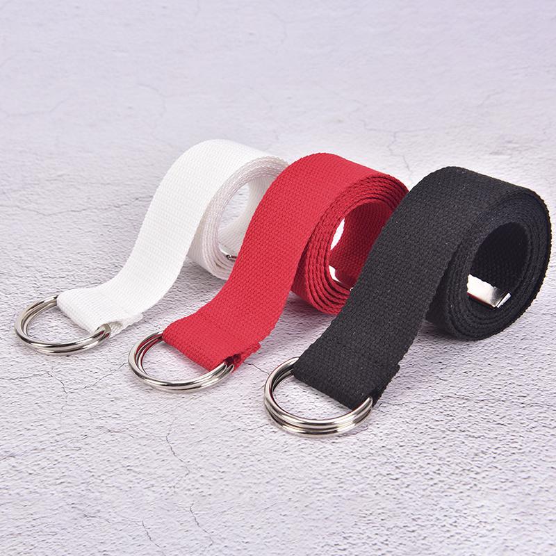 Unisex Casual Double D-Rings Nylon Canvas Stripes Buckle Waistband Outdoor Belts