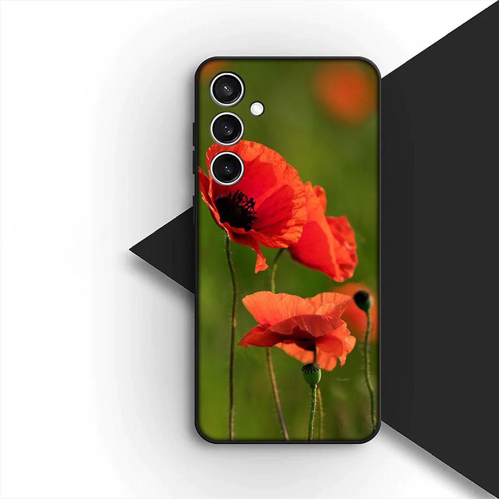 Cover for Apple iPhone 12 13 Pro XS Max Mini ProMax X XR Air 13Pro Casing Phone Case Red P-Poppys Flower Bloom Elegant