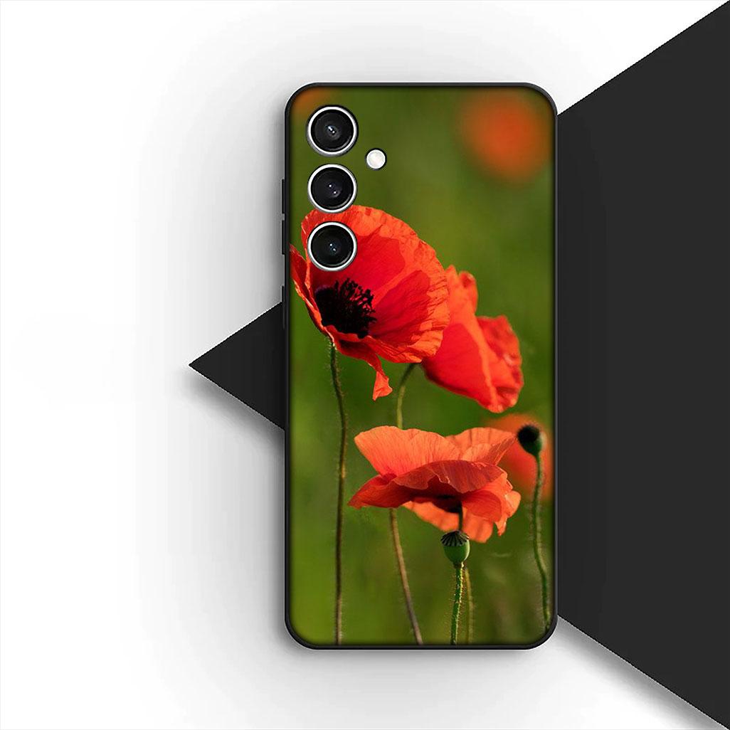 

Защитная крышка для Xiaomi Poco C75 C65 C85 X7 X6 M8 F7 F8 Ultra F6 Pro Чехол для телефона Красный P-Poppys Цветок Цветение Элегантный Poco x7 pro