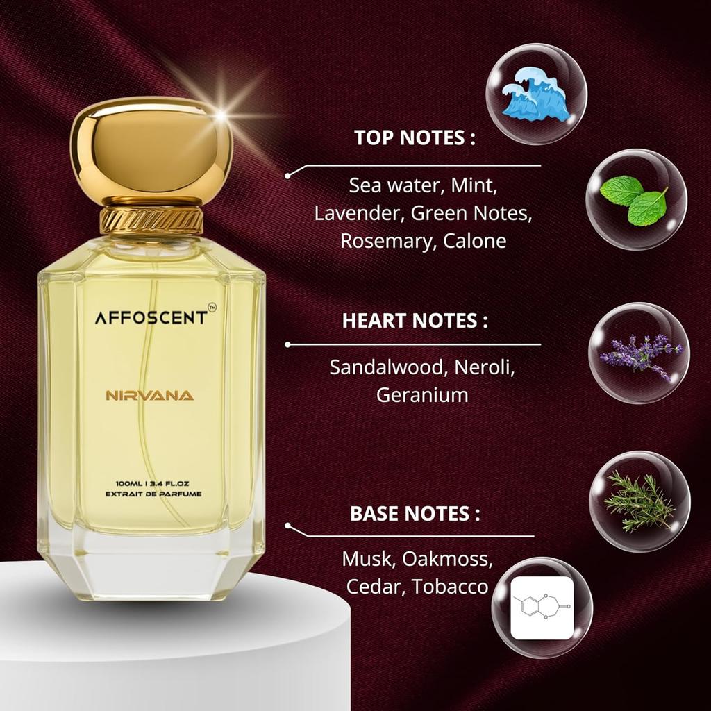 Nirvana Perfume for Men - 100 ml by Affoscent | Summer Special Aquatic Perfume |