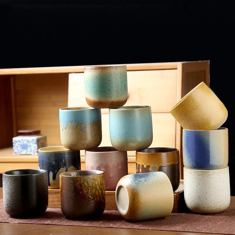 Cană de cafea retro de 250 ml, ceramică în stil japonez, ceașcă pentru mic dejun, creativitate, potrivire a culorilor, ceai cu latte, ceai de după-amiază, băuturi, vase de băutură