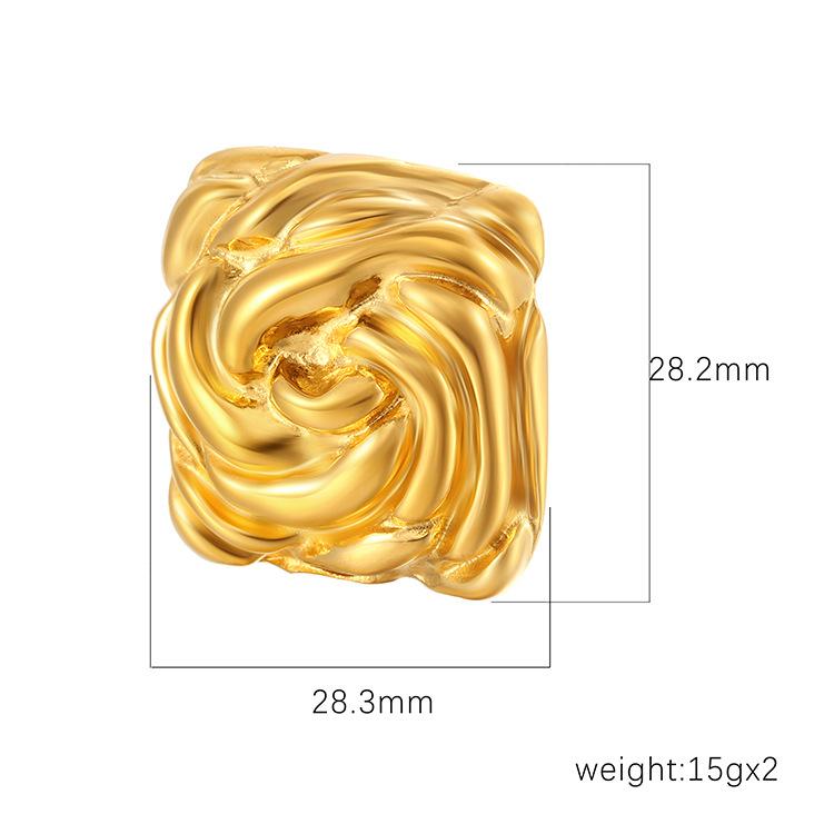 Premium Personalized Earrings Plated with 18k Gold Stainless Steel Square Texture Stud Earrings Temperament Earrings