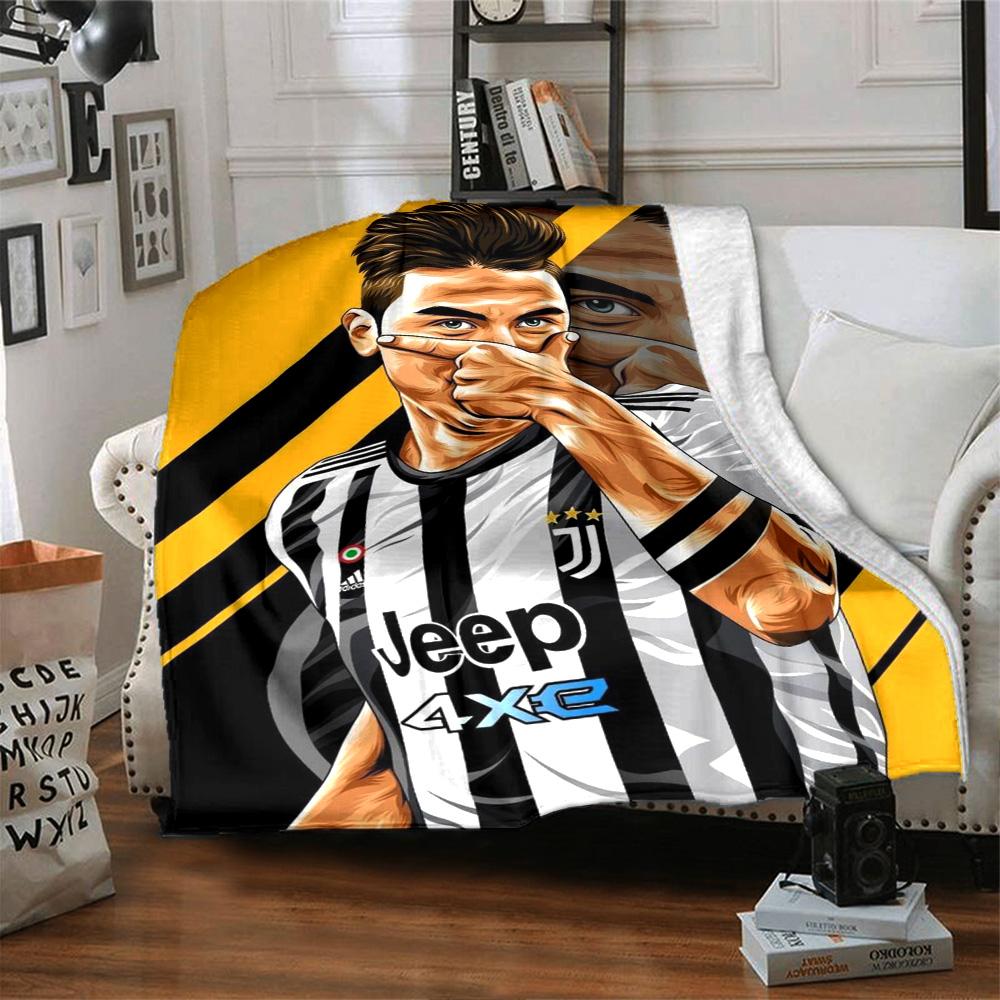 Juventus Soccer Player Art Portrait Print Flannel Blanket Soft Warm Throw Blanket Football Fan Sofa Bed Home Decor