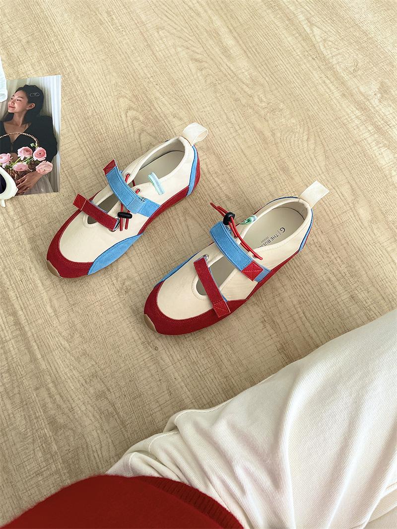 

Модные балетки IPPEUM для женщин 2025 Новая мода Мэри Джейн Обувь с круглым носком Плоская подошва 245 красный