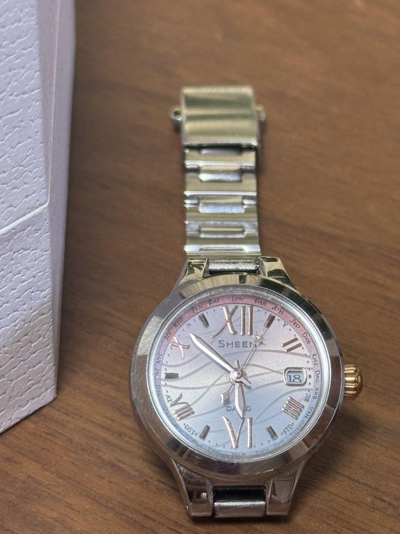 

[USED] CASIO SHEEN Women s Radio-Controlled Solar Watch with Pink and Blue Dials