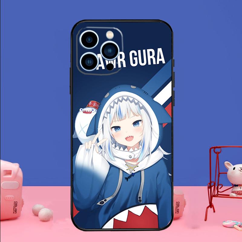 

Gawr Gura Hololive Girl Phone Case For iPhone 17 16 14 13 12 11 15 Pro Max mini 15 16 Plus 16e 17 Air Bumper Cover iPhone 16 Plus
