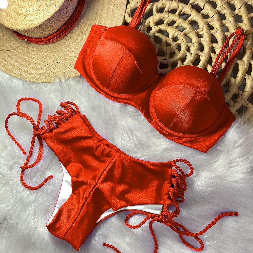 Underwire Bikini Swimsuit High Waist Swimwear for Women Push Up Two Piece Bathing Suits Push Up Summer Female