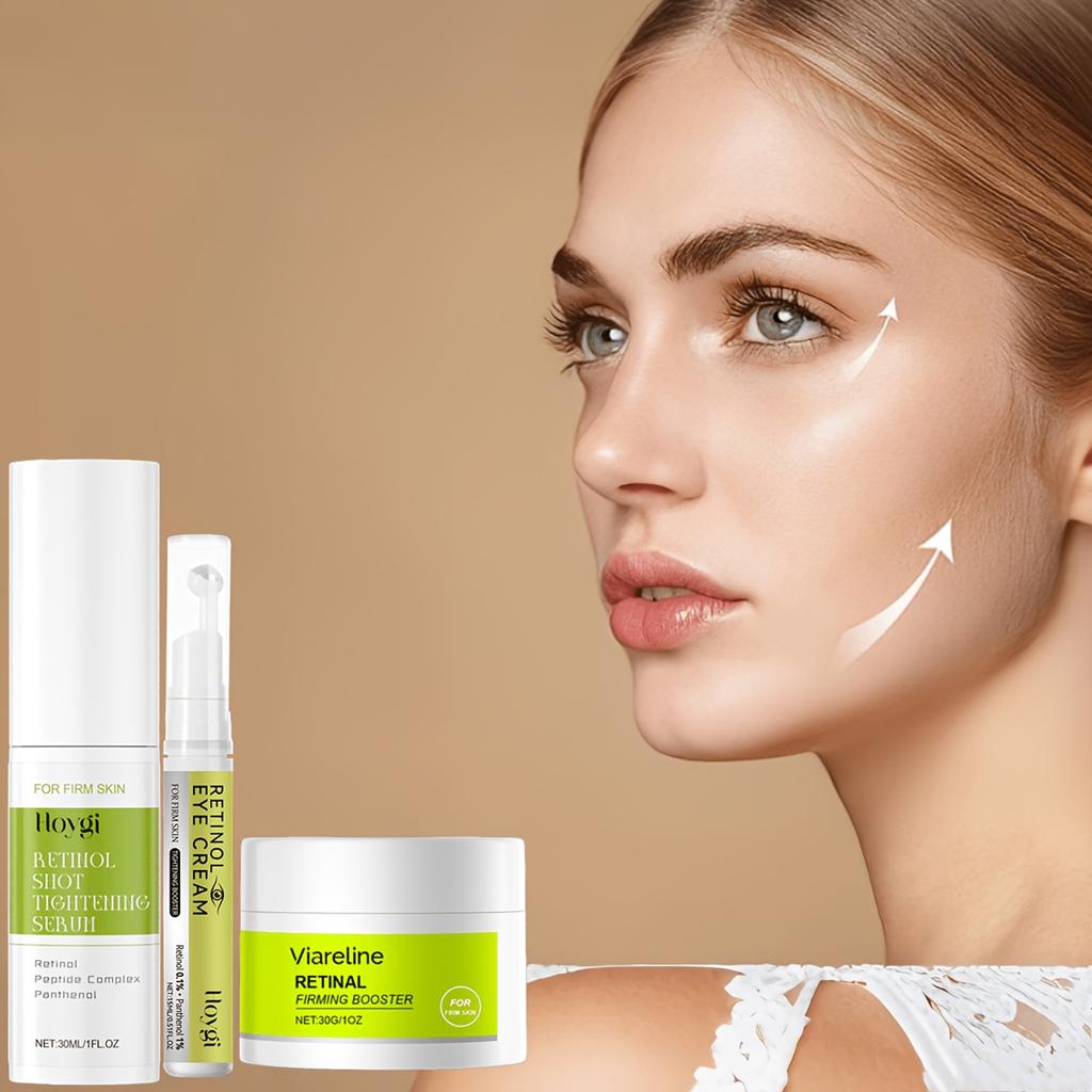 1 Set 3 Stück 30ml Retinol Shot Straffendes Serum 15ml Retinol Augencreme 30g Retinal Straffender Booster Creme Hautpflege Set