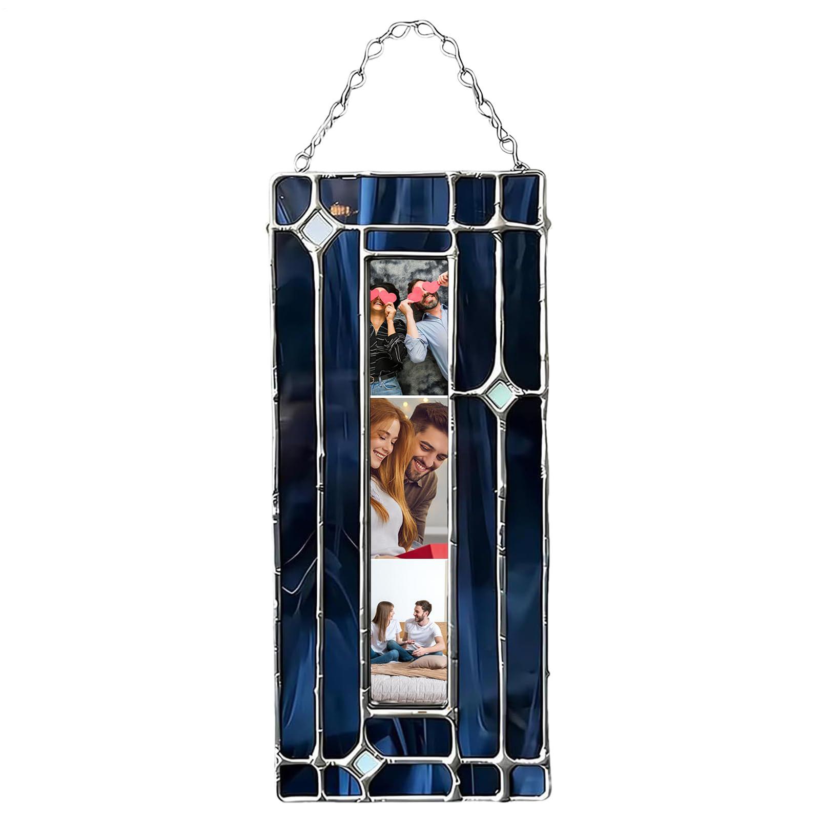 

Resin 3D Photo Booth Style Picture Frame Vertical Hanging Photo Strip Frame with Chain for Wall Display Decorative Use синий