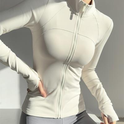 Women's High-end Standing Collar Long Sleeved Casual Jacket Running Training Fitness Top Windproof Suit