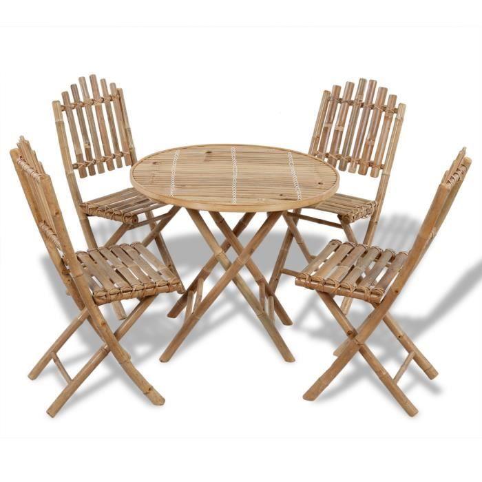 VidaXL Mobilier à dîner d'extérieur pliable 5 pcs Bambou