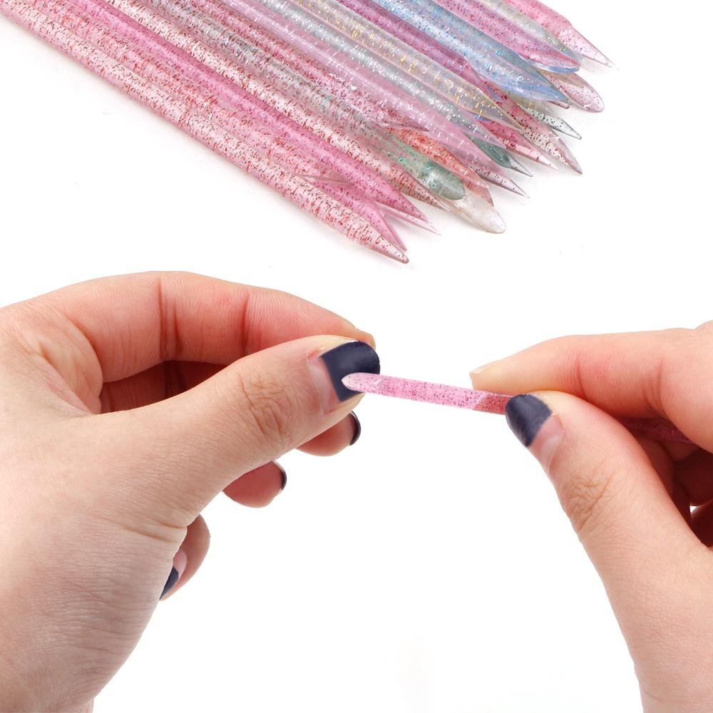 50 st Crystal Stick Nail Art Nagelbandstryckare Återanvändbar Dubbla End Remover Nagelband Återväxt Pedikyr Naglar Manikyr Verktyg