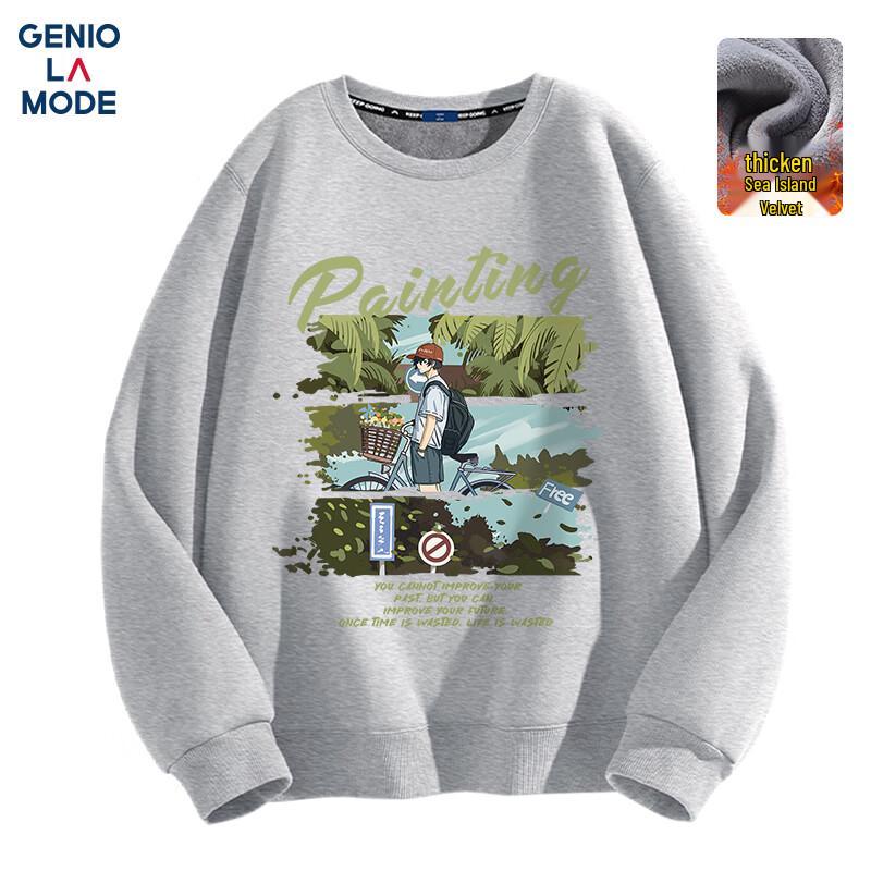 GENIOLAMODE Men's Fleece Lined Crewneck Sweatshirt
