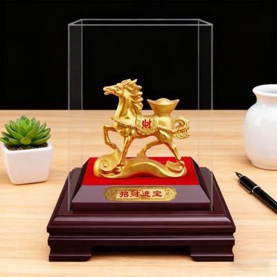 Gouden Paard Figuur Brengt Geluk Rijkdom Chinese Stijl Paardenbeeld Fengshui Decoratie Huis Kantoor Bureau Ornament