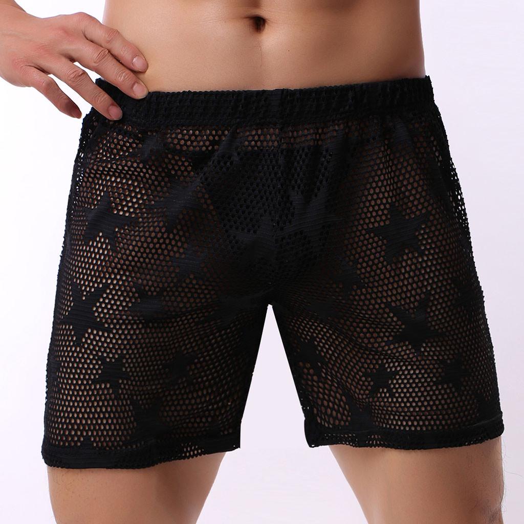 Men's Underwear Star Mesh Breathable  Pants Sexy Transparent Underwear