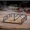 Flat Napkin Holder Metal Iron Serviette Holder Napkin Stand With Wooden Base For Home Kitchen Countertop Decor