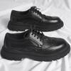 Brand Thick Designer Lace Up Oxford Shoes Round Toe Thick Platform Genuine Leather Shoes Luxury Men Casual Business Dress Shoes