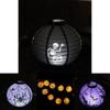 Timelessly Designed Led Paper Pumpkin Lantern With Spider And Bat For Perfect Halloween Decoration