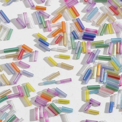 300Pcs 2*7mm Plated Color Series Tubular Glass Rice Beads For Jewelry Decoration Making DIY Necklace Bracelet