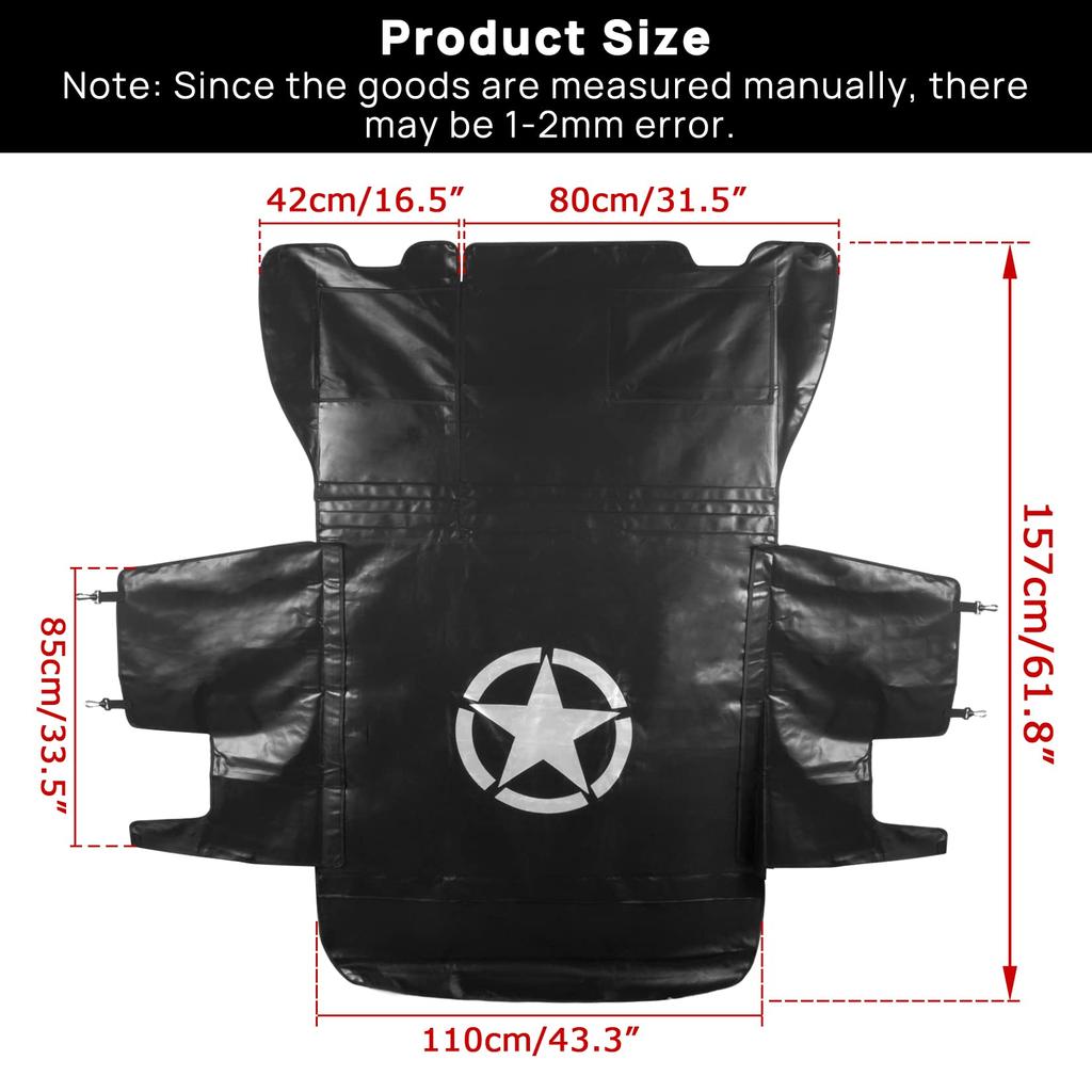 PSLER Car Rear Cargo Cover Pet Mat Trunk Puppy Waterproof Heavy Duty Rear Mat Seat Cover Compatible with Wrangler JK Anti-Slip 2007-2017/JL 2018-2019