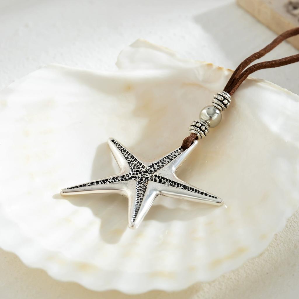 Starfish pendant fleece rope necklace women's spring and summer retro fashion personality hip-hop style photo accessories necklace
