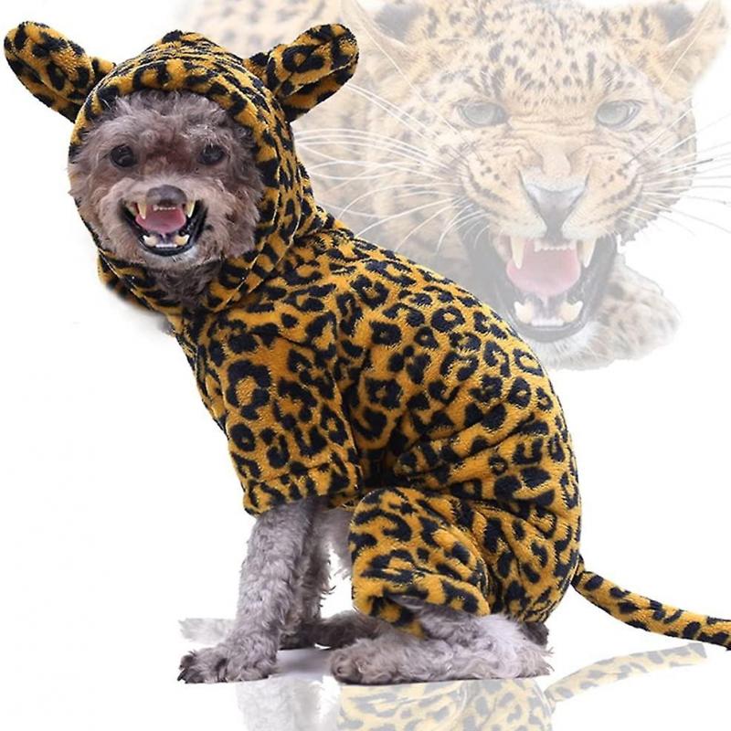 Halloween Pet Dog Clothes Dog Costume Christmas Chihuahua Winter Dog Coat Small Dog Cat Clothes Cheetah Fancy Dress Size M